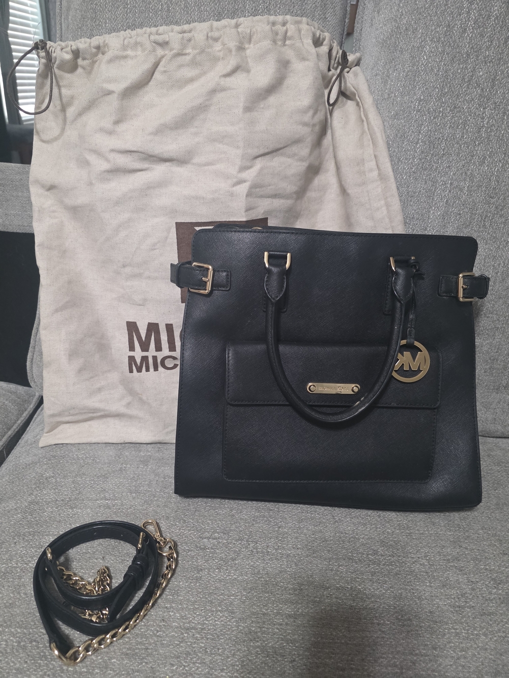Michael Kors Black Satchel with Gold Hardware